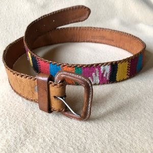 Leather and Cotton Belt Made in Guatemala-Size 34